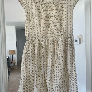 Cream and Gold Patterned Dress